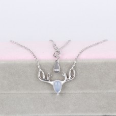 New hot sale 925 sterling silver Deer moon stone pendant necklaces for women